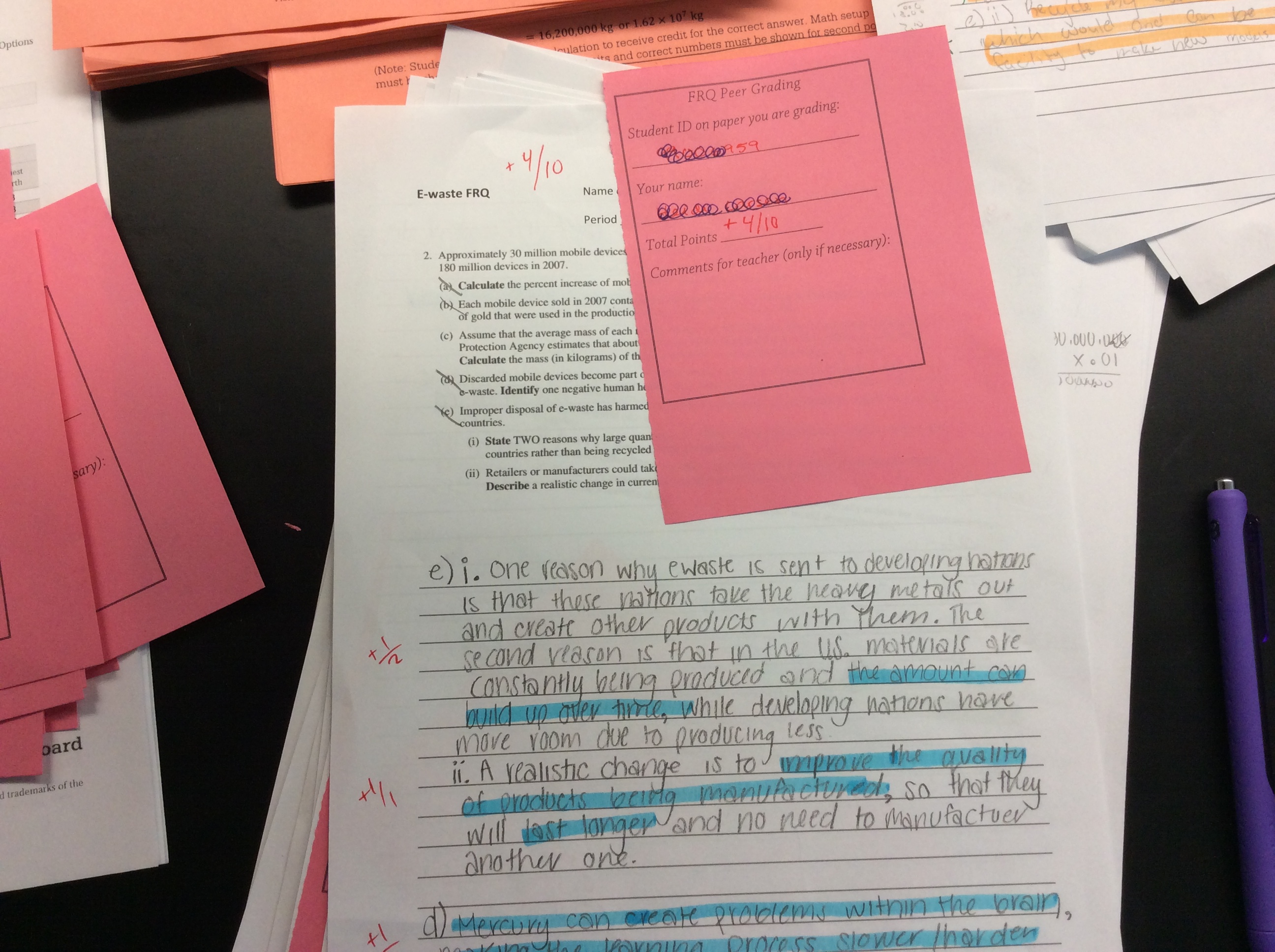 Peer Grading FRQs In AP Environmental Science