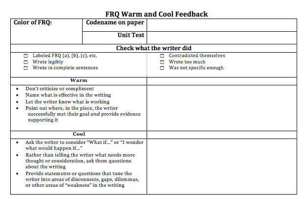 Peer Grading FRQs Using Google Forms And Spreadsheets By Katy Sturges ...