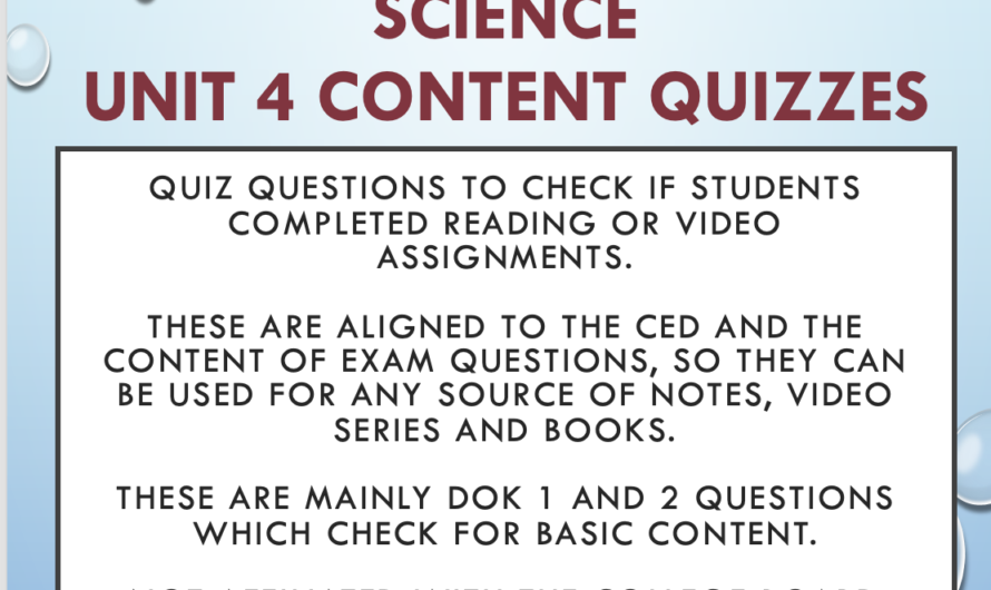 AP® Environmental Science Content Quiz Question Bank – Unit 4
