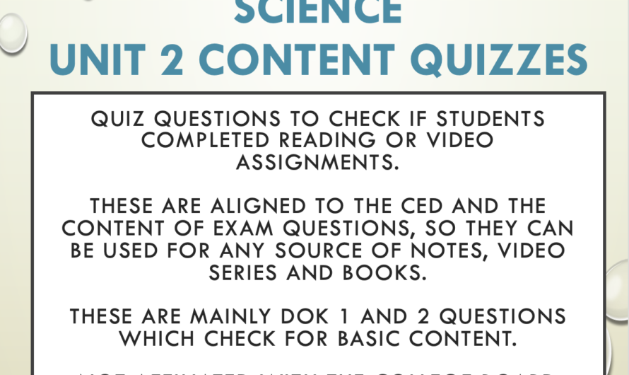 AP® Environmental Science Content Quiz Question Bank – Unit 2
